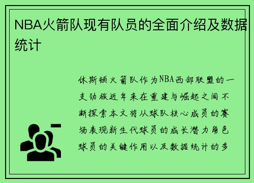 NBA火箭队现有队员的全面介绍及数据统计